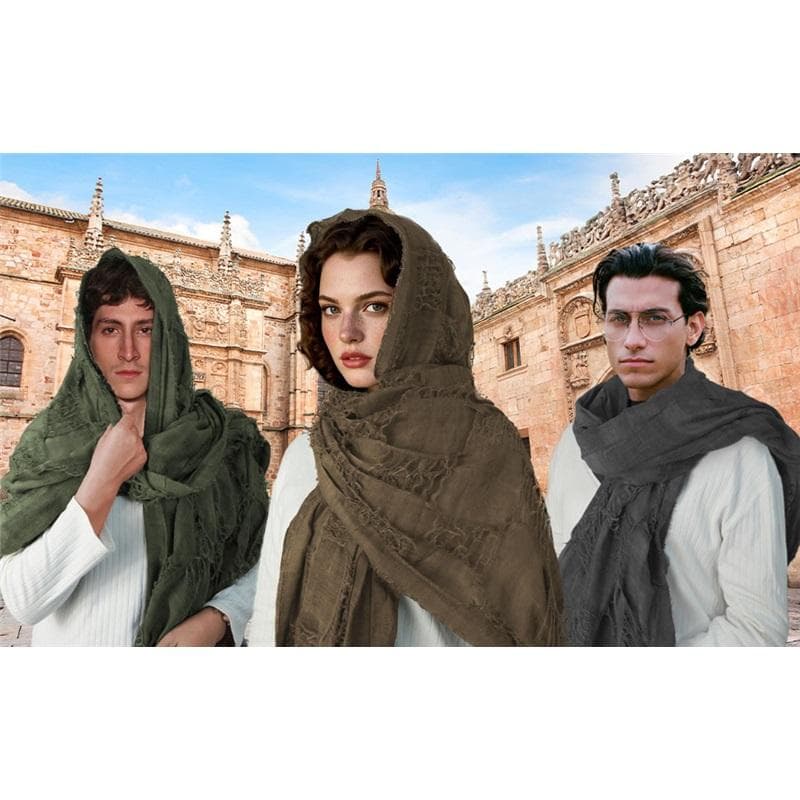 Roupa Unissex Cavaleiro Medieval Renascentista Retrô Capa com Capuz Cachecol cm café