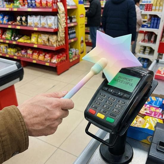 Varinha Mágica Tap to Pay Impressa em 3D Estrela Varinha de Pagamento Sem Contato Porta-Cartão de Crédito Engraçado Presente de Novidade para