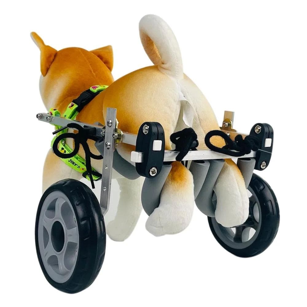 Cadeira de rodas para cães com deficiência, reforço de membros posteriores, carrinho de liga de alumínio, pelúcia, cabelo dourado, assistência