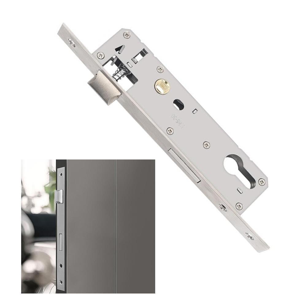 Fechadura de Embutir Fechadura de Porta de Jardim Fechadura Tubular de Aço Inoxidável Distância entre Furos 85mm Recuo 25mm Cilindro de Fechadura