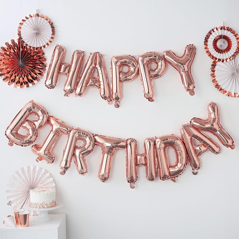 13 pçs feliz aniversário decoração balões rosa ouro carta balões de folha de alumínio decorações da festa de aniversário ouro