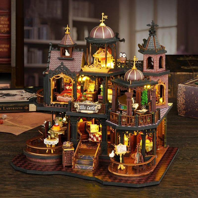Puzzle de Madeira DIY Castelo de Edimburgo Kits de Figurinhas Miniaturas Casas Montadas Chalé para Presentes de Aniversário de Amigos Artesanato