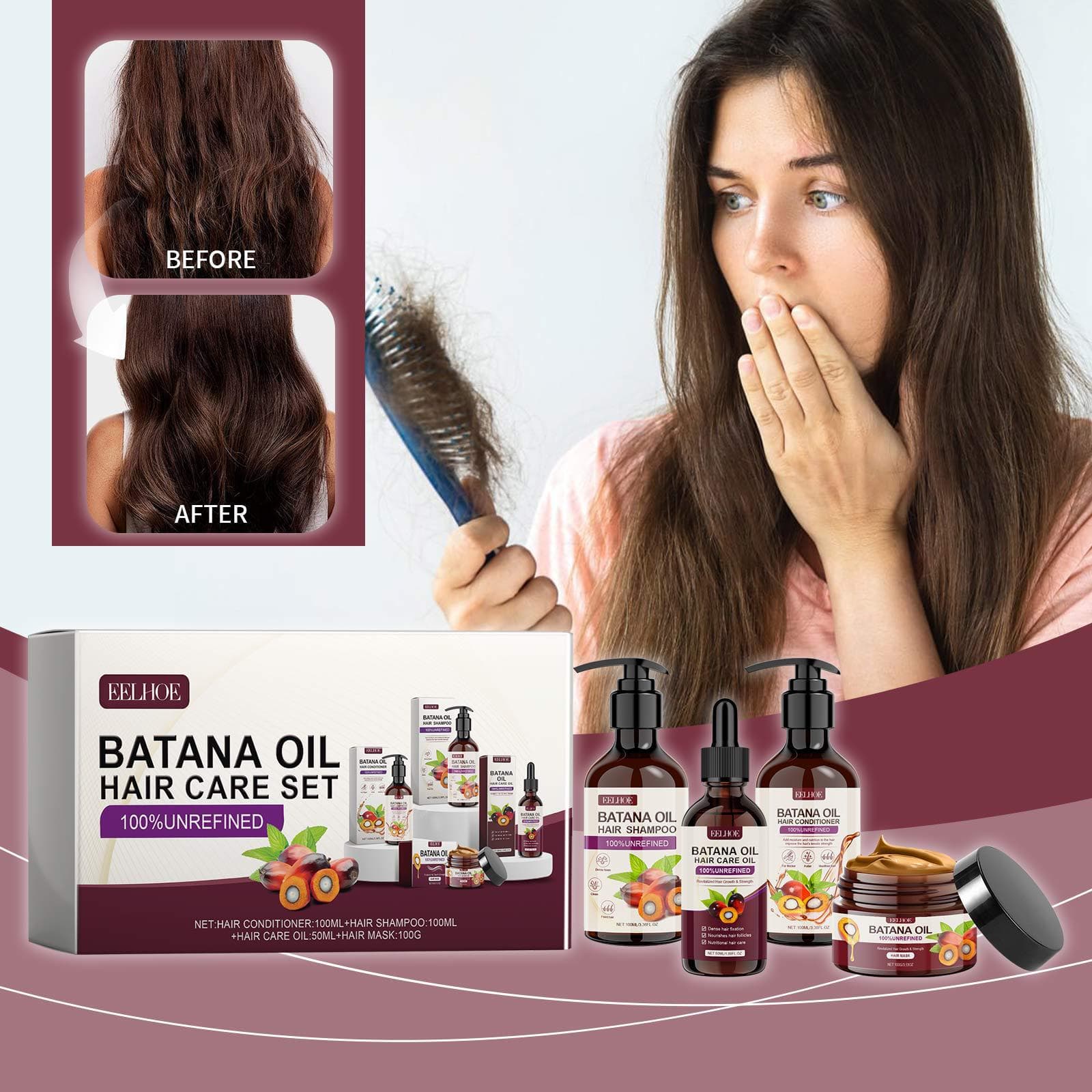 EELHOE Óleo de Batana Conjunto Condicionador Volumizador Repara Frizz Nutre Cabelo Cabelo Liso Cuidados com o Cabelo