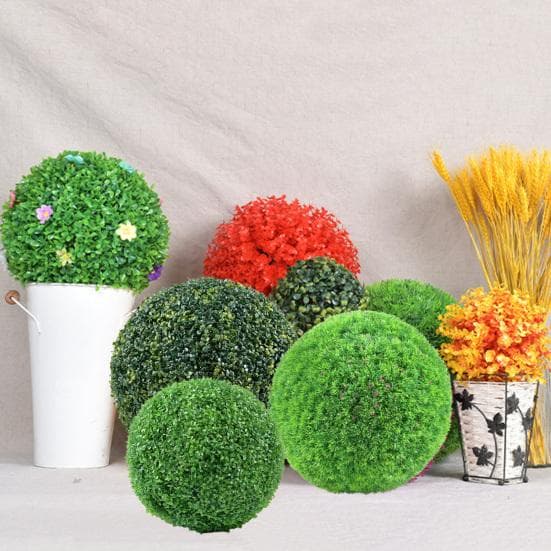 Decoração de bola de topiaria de planta artificial, bola de buxo falsa, resistente a raios UV, realista, multicamadas, para áreas externas,
