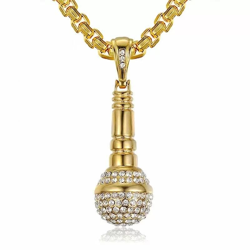 Microfone de Colar Microfone Moda Hip Hop Rock Pingente de Pescoço