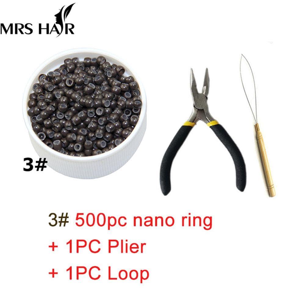 Anéis de silicone nano 500 peças contas de cabelo micro contas kits dreadlock ferramentas de extensão de cabelo + alicate e laço salão de beleza