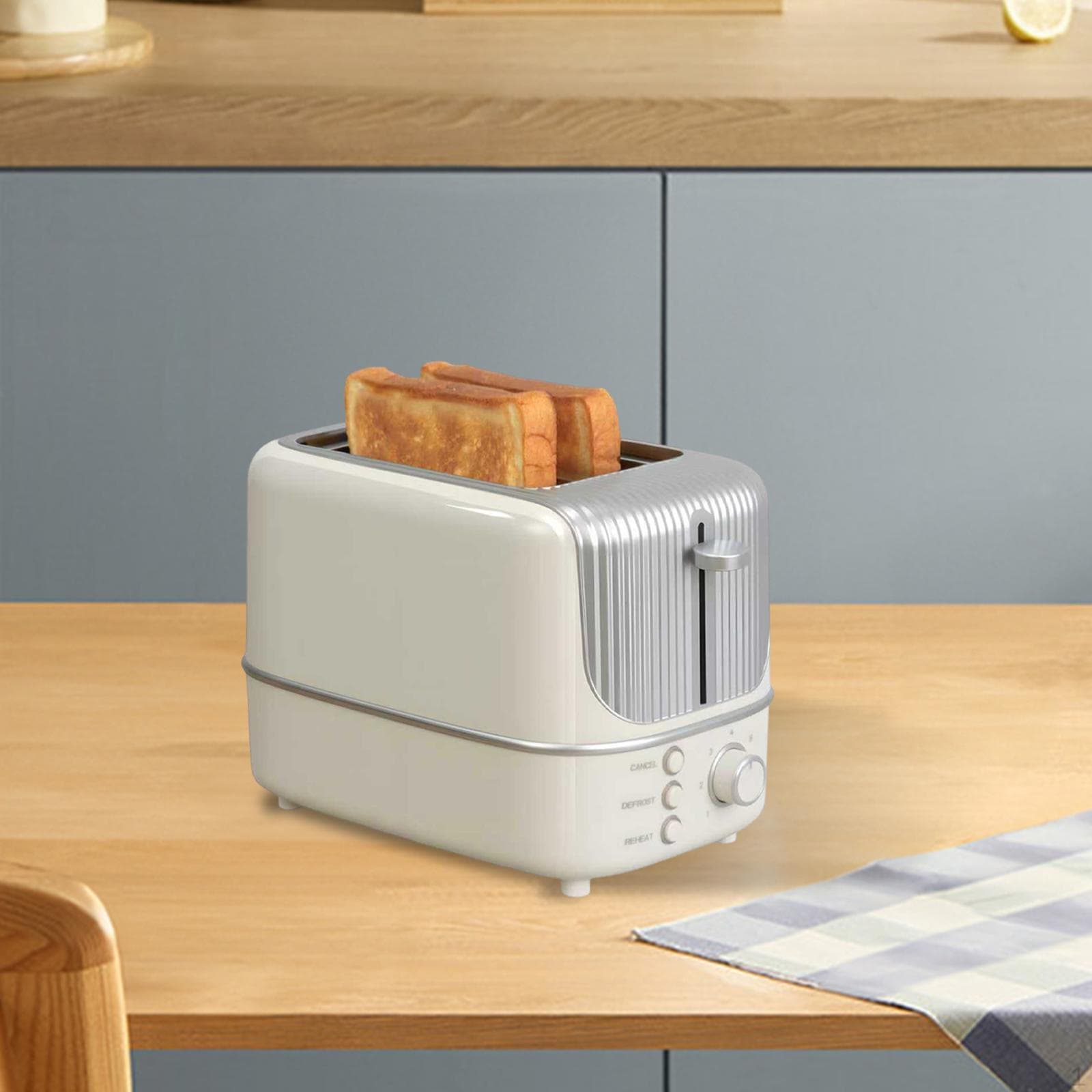 Torradeira de 2 Fatias, Máquina de Café da Manhã Compacta para Uso Doméstico com 9 Configurações de Torra Bege preto