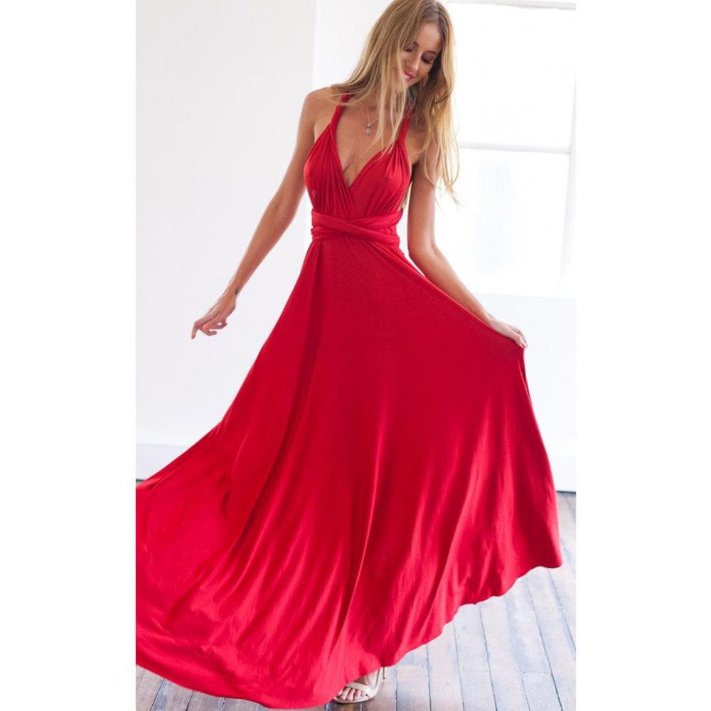Sexy feminino multiway envoltório conversível boho maxi clube vestido vermelho bandagem vestido longo festa damas de honra infinito robe longue