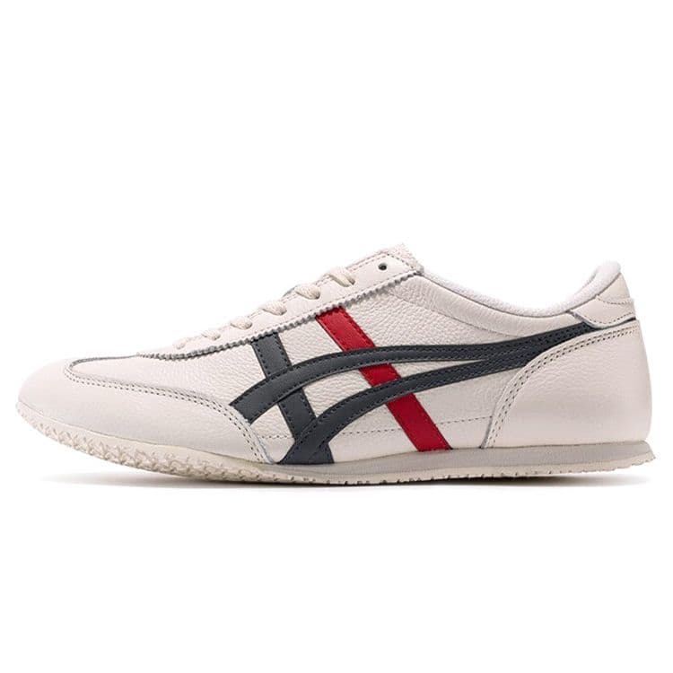Onitsuka Tiger Machu Racer Tênis Esportivo Clássico de Couro Sintético com Absorção de Choque Antiderrapante, Leve, Cano Baixo, Casual