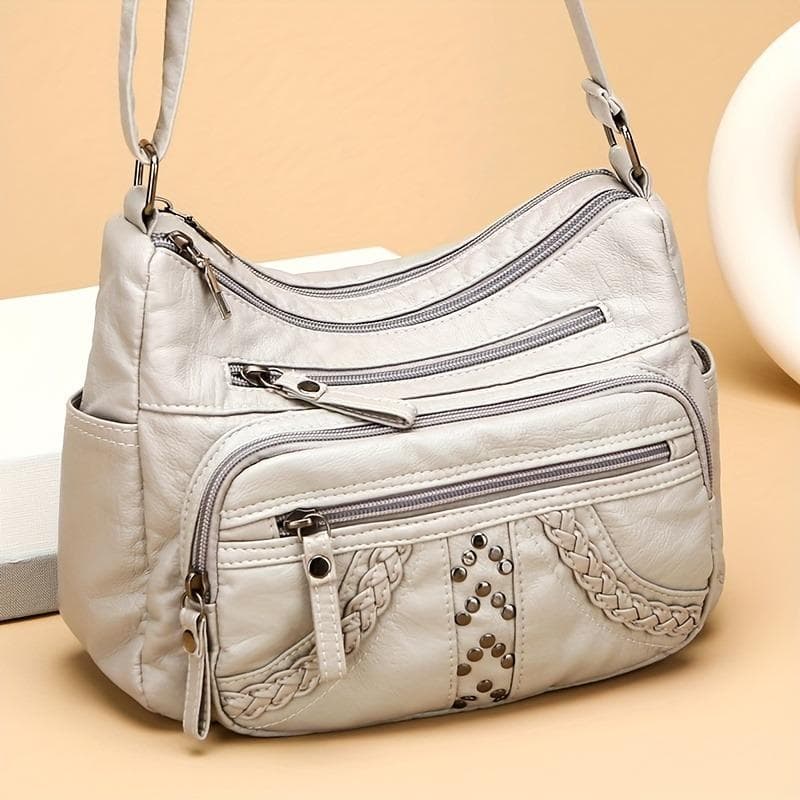 1 peça Bolsa Transversal de Couro PU Macio com Múltiplos Bolsos Grande Capacidade Minimalista Casual Ombro Moda Bolsa de Ombro