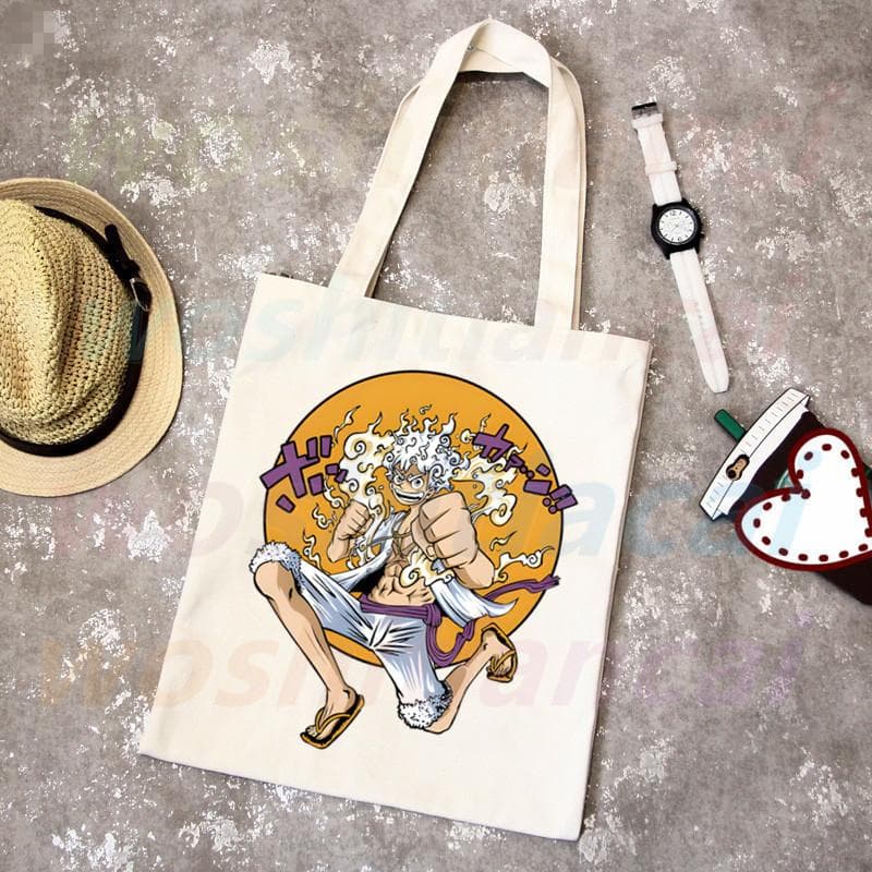 One Piece Anime Luffy Gear 5 Pacote Simples Elegante Bolsa de Lona Bolsas Bolsas de Ombro Casual Compras Meninas Bolsa