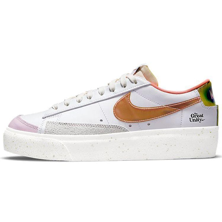 Nike Blazer Low Platform The Great Unity Tênis Femininos Branco Rosa-Real Vela DM5451-611 cm
