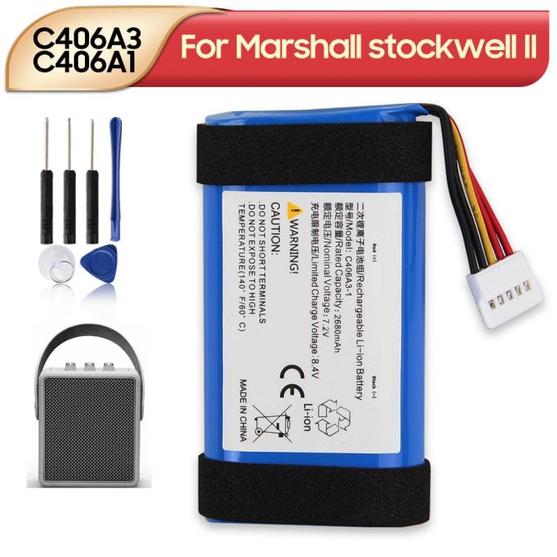Bateria de Lítio Recarregável Para Alto-falante Bluetooth Marshall Stockwell II C406A3-1 C406A1