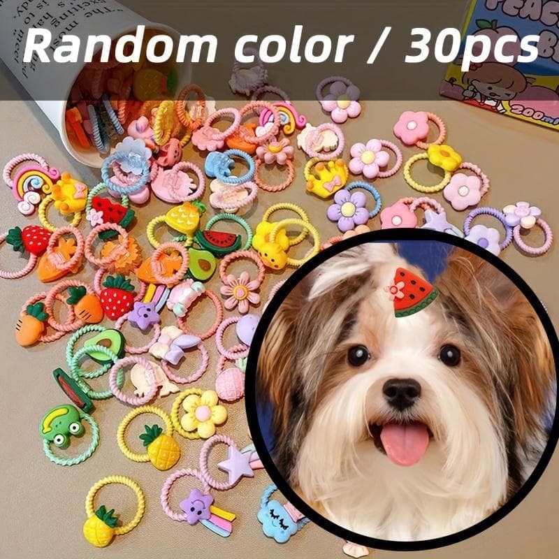 30 peças de elásticos vibrantes para pelos de animais de estimação - decorações adoráveis para cães e gatos estilosos - acessórios de higiene