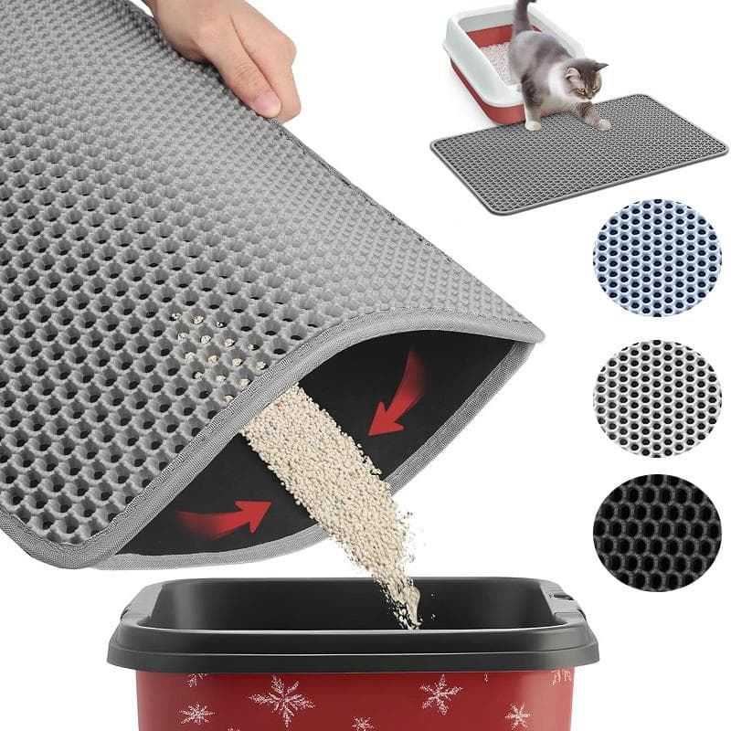 Tapete para Areia de Gato Tamanho Grande Antiderrapante Tapete Filtrante para Caixa de Areia de Gato Camada Dupla Resistente ao Desgaste Impermeável