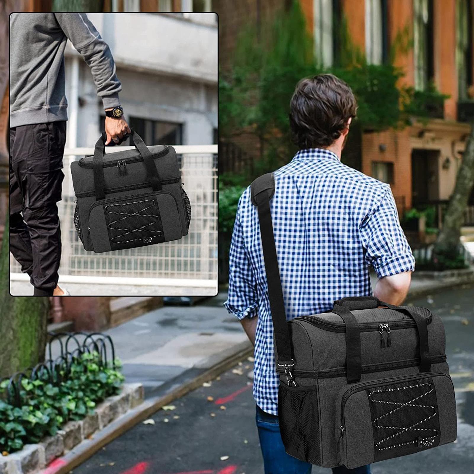 Bolsa de Boliche para 2 Bolas Bolsa Tote de Boliche Portátil com Suporte Acolchoado para Bolas para Bola Dupla e Par de Sapatos de Boliche up preto