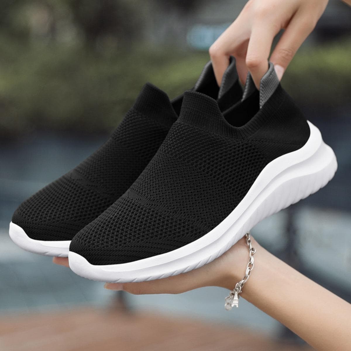 Tênis Casuais Slip-On Femininos - Tecido Leve e Respirável, Cano Baixo, Bico Liso, Cores Sólidas Elegantes, Calçado Casual cm