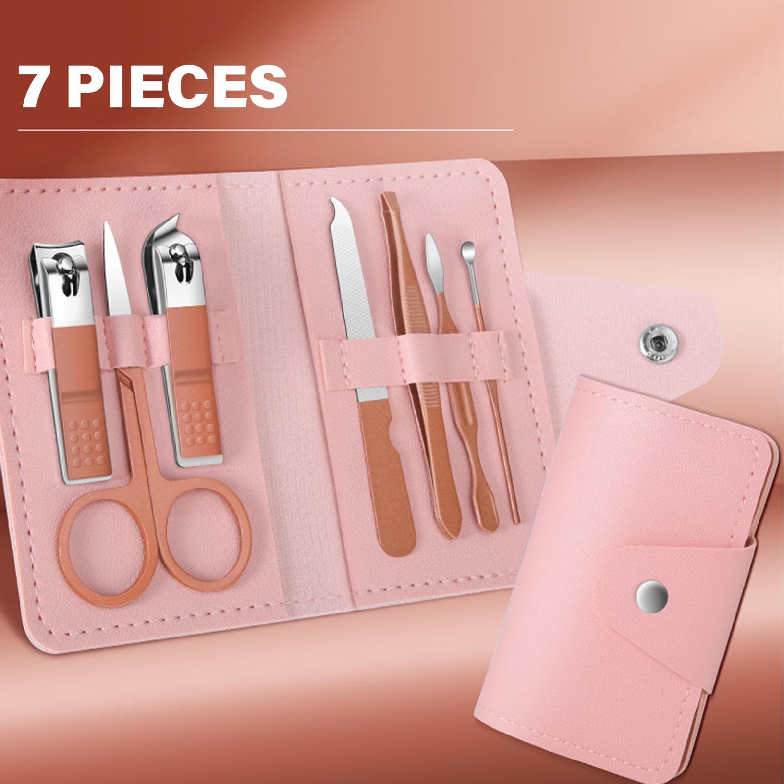 7 Pcs/Set Manicure Set Nail Clippers Set Practical Nail Care Set Stainless Steel Nail Clippers Tools for Travel Home azul