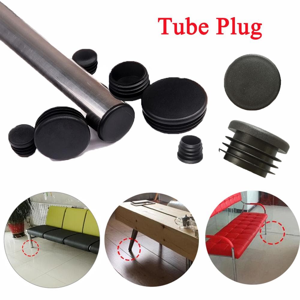 10 peças/pacote Plugue de Plástico Redondo para Encaixar em Tubo de Aço Manga Interna da Tubulação Cabeça do Plugue Base para Pés de Mesa e