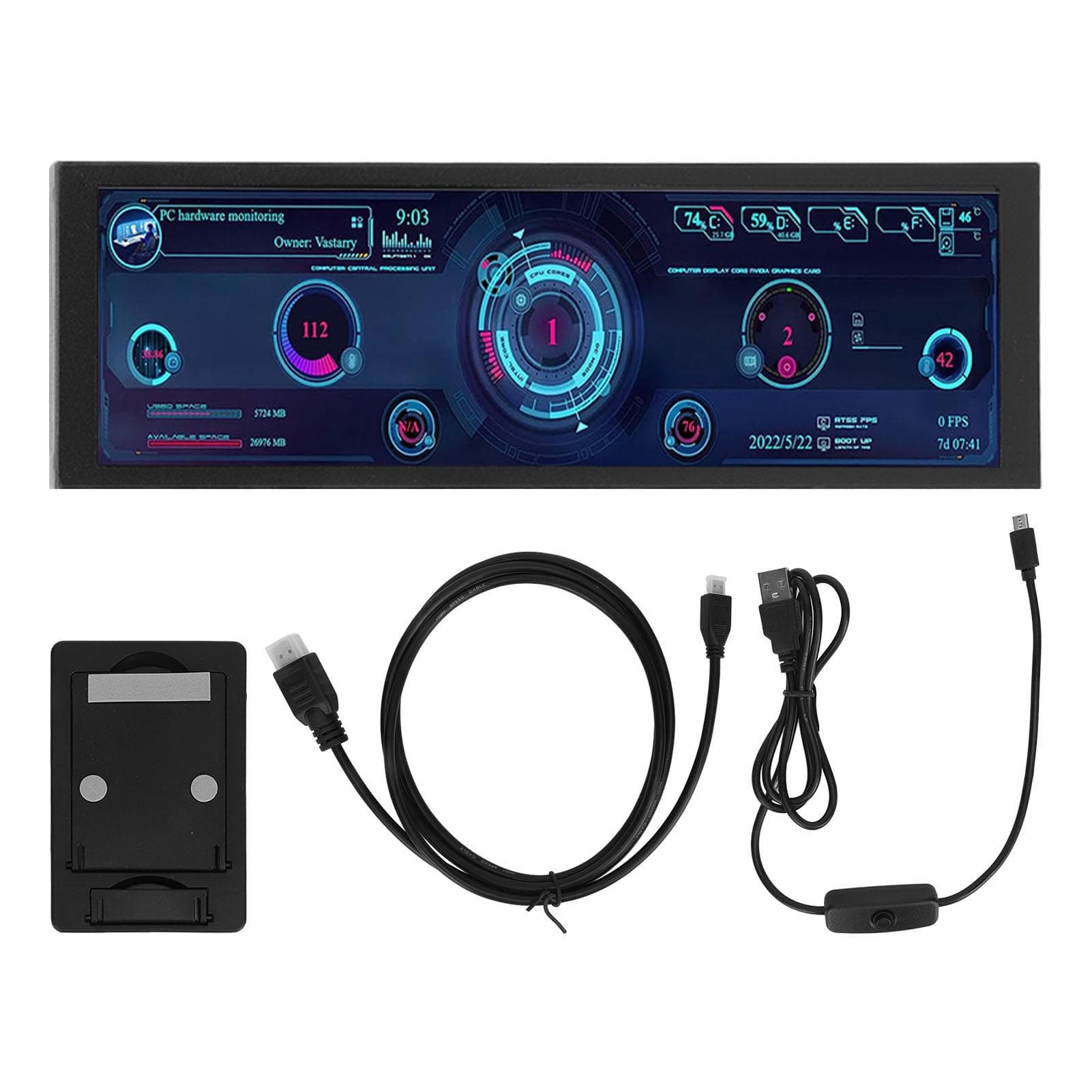 PC CPU Data Monitor 7.9 Inch IPS Customizable Theme Editor Auto Off USB Power Dimmable Computer