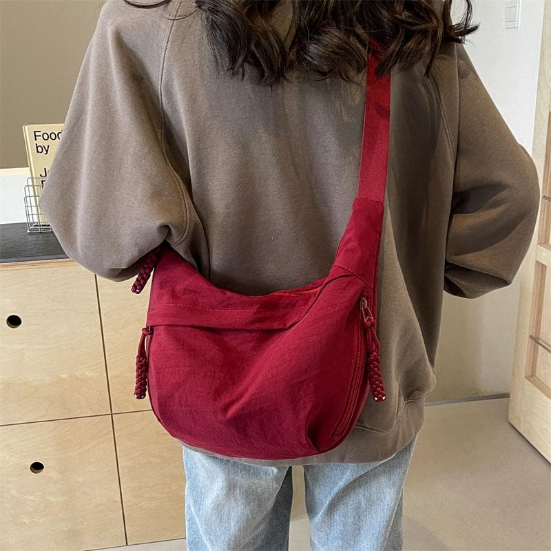 Bolsa mensageiro de grande capacidade, cor sólida, bolsa de ombro feminina, bolsa de bolinho de massa para estudantes verde
