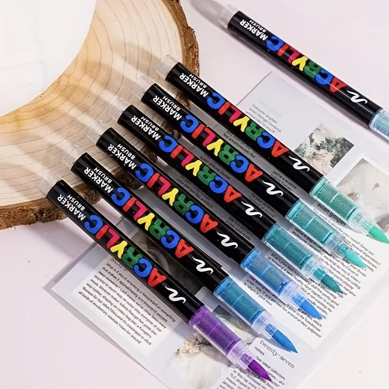 Canetas de tinta acrílica, marcadores de tinta acrílica com ponta de pincel macio, marcadores acrílicos coloridos ideais para tela, pintura em