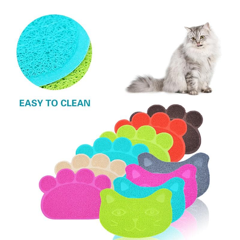 Tapete impermeável para areia de gato de estimação, almofada de alimentação em formato de garra fofa, PVC, fácil limpeza, camada dupla, tapetes