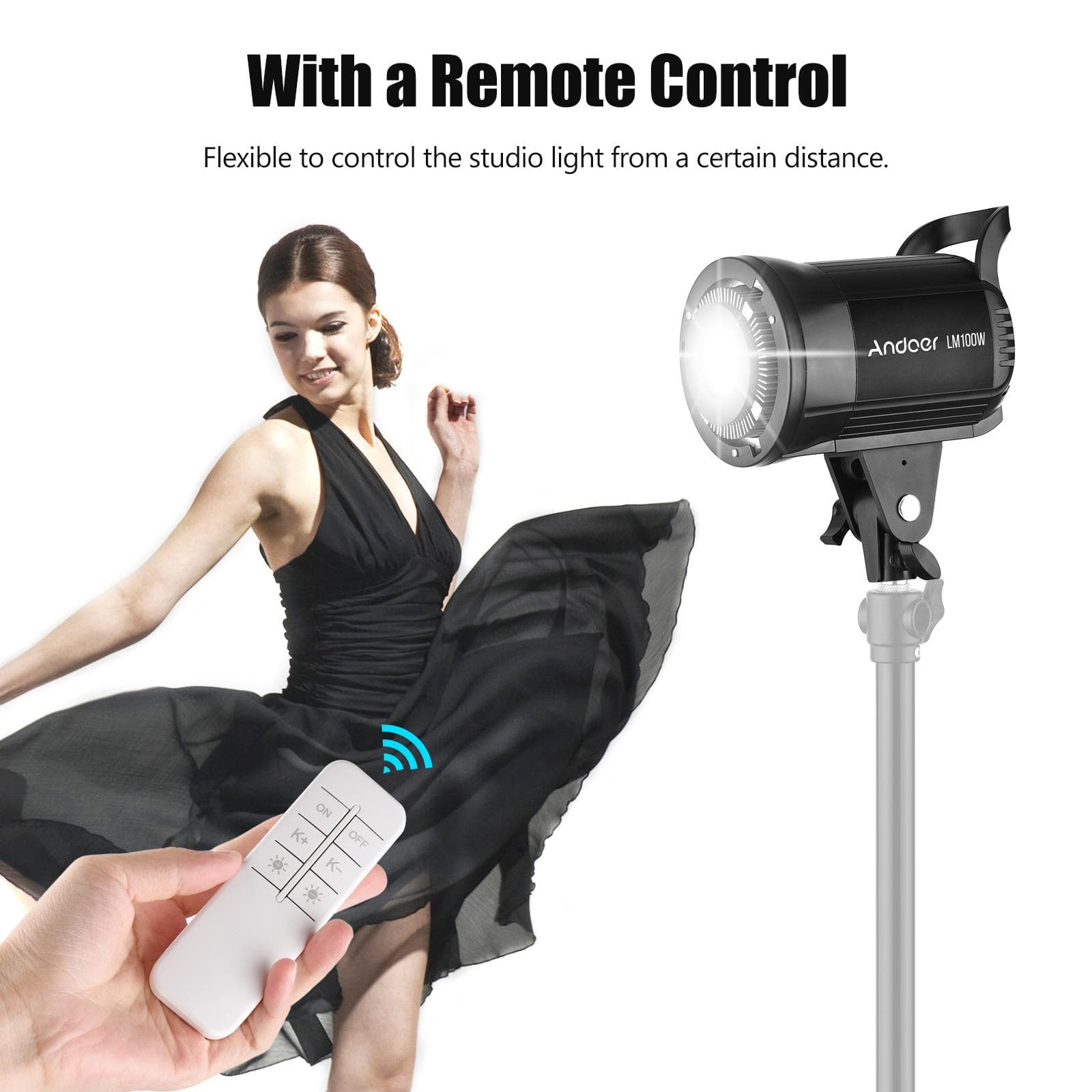 Andoer LM100W portátil LED luz de preenchimento para fotografia 100W luz de vídeo de estúdio 5600K Bowens regulável