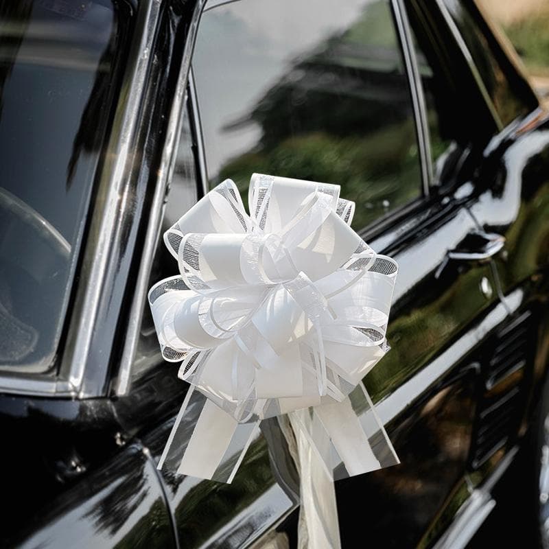 10Pcs Branco Casamento Carro Laço Fitas Decoração DIY Artesanato Flores Festa de Aniversário Suprimentos Dia dos Namorados Natal Presente Embrulho