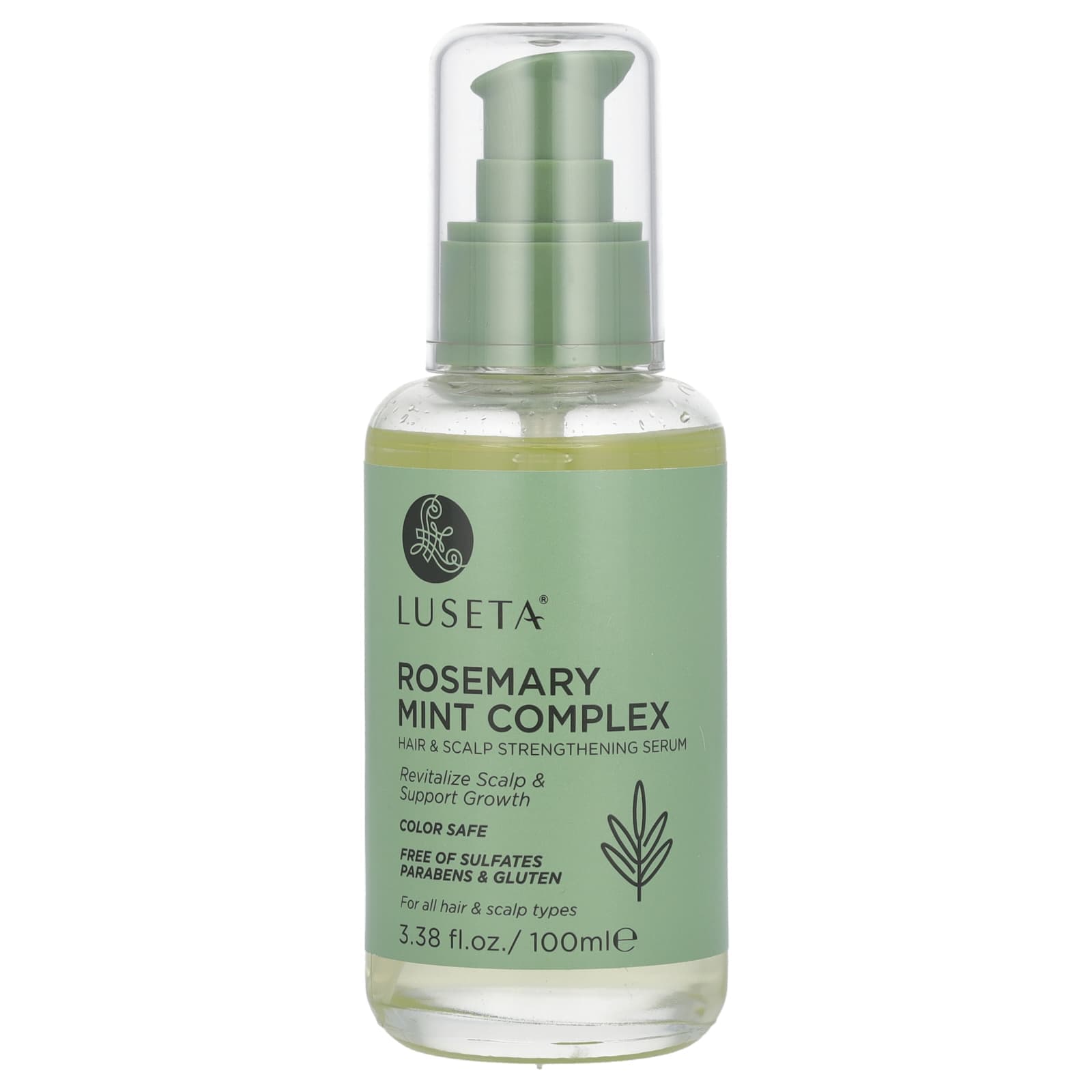 Luseta Beauty, Complexo Alecrim Menta, Sérum Fortalecedor para Cabelo e Couro Cabeludo, para todos os tipos de cabelo e couro cabeludo, 3,38 fl oz
