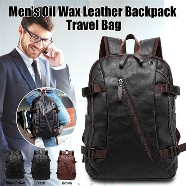 Mochila masculina de couro cera de óleo antifurto mochila casual masculina e bolsas de viagem Western College Bookbag Bolsas para computador laptop
