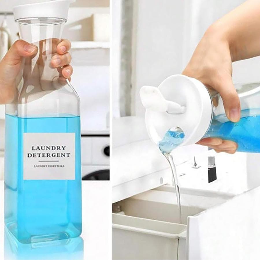 Laundry Detergent Dispenser Bottle 53oz with Label Liquid Laundry Dispenser,Detergent Dispenser for Laundry Room Organization preto