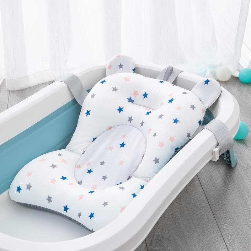 Almofada de banheira para chuveiro de bebê, antiderrapante, para recém-nascidos, segurança, suporte dobrável, conforto, almofada corporal,