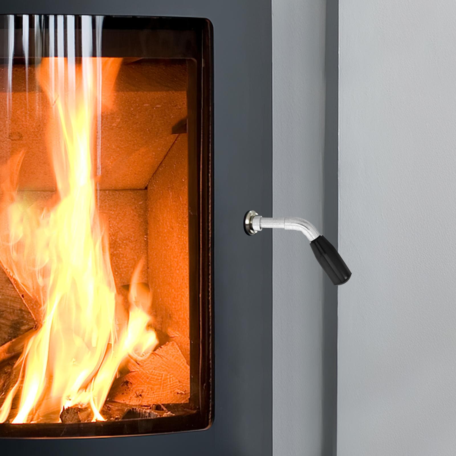 Fireplace Door Handle Assembly Heat Resistant Classic Style Wood Stove Handles Metal Pulls Safe Operation Universal Fit