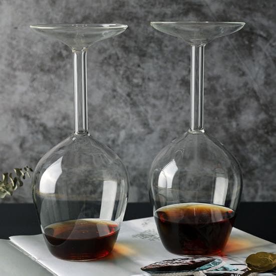 Conjunto de Taças de Vinho Invertidas Vidro de Borosilicato Alto Taças Resistentes ao Calor para Vinho Tinto Branco Coquetéis Presente Único para
