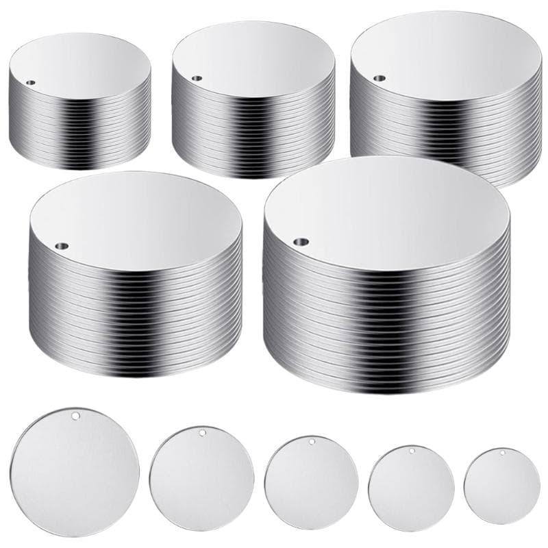 100 Peças/Conjunto Blankos para Estampar Blankos Redondos Etiquetados 10/15/20/25/30mm Blankos para Gravar Blankos de Metal Etiquetados para