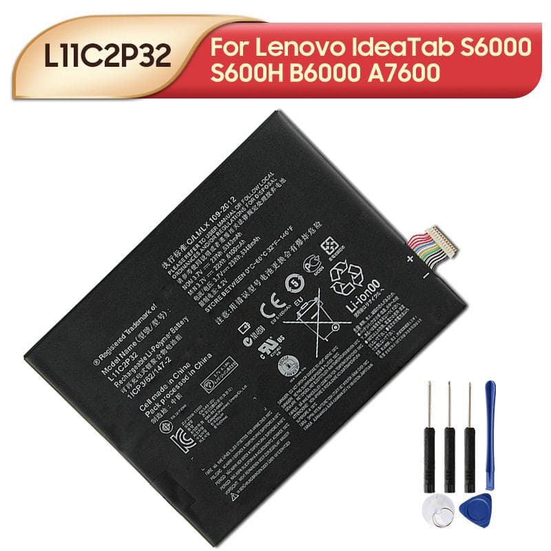 Bateria de Lítio Recarregável Para Tablet Lenovo IdeaTab L11C2P31 S6000 A7600 S600H B6000 L11C2P32 Bateria 6340mAh
