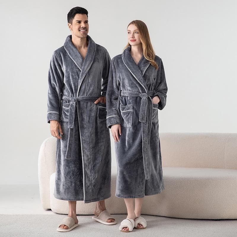 Roupões de banho de flanela de veludo extralongos para casais - Conjunto de camisola feminina e pijama masculino cm