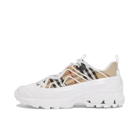 Tênis Burberry Vintage Arthur Check Athleisure Feminino Branco Bege cm