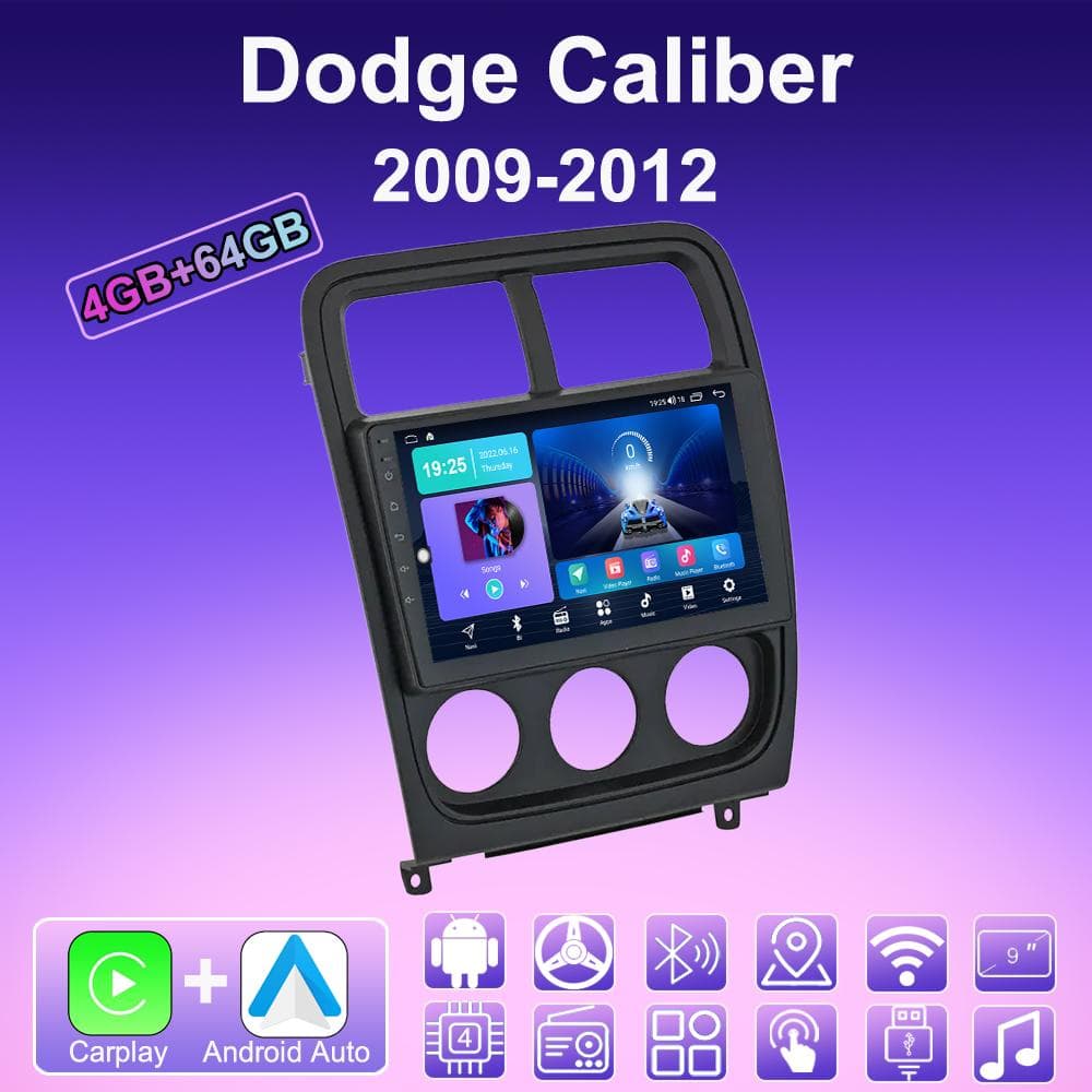 Rádio automotivo 2 DIN Android Carplay para Dodge Caliber 2009-2012, reprodutor multimídia, unidade principal, estéreo, navegação GPS, Bluetooth,