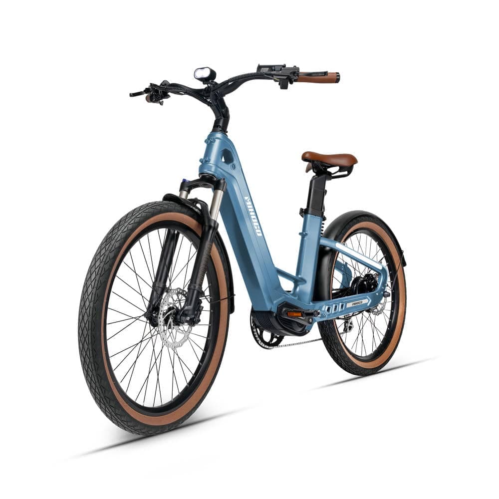 Bicicleta Elétrica MIHOGO AIR MAX de Fibra de Carbono com Bateria Dupla, App Inteligente e Freios Hidráulicos azul