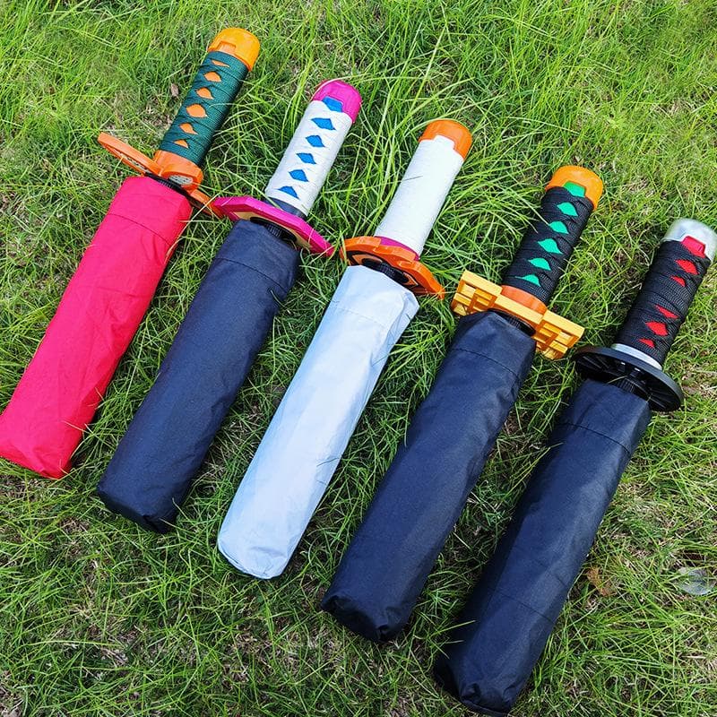 Guarda-chuva Katana Anime Demon Slayer Bloqueio UV Guarda-sol Preto Faca Guarda-sol Real Katana Japonesa Sabre de Samurai Guarda-chuva Guarda-sol cm
