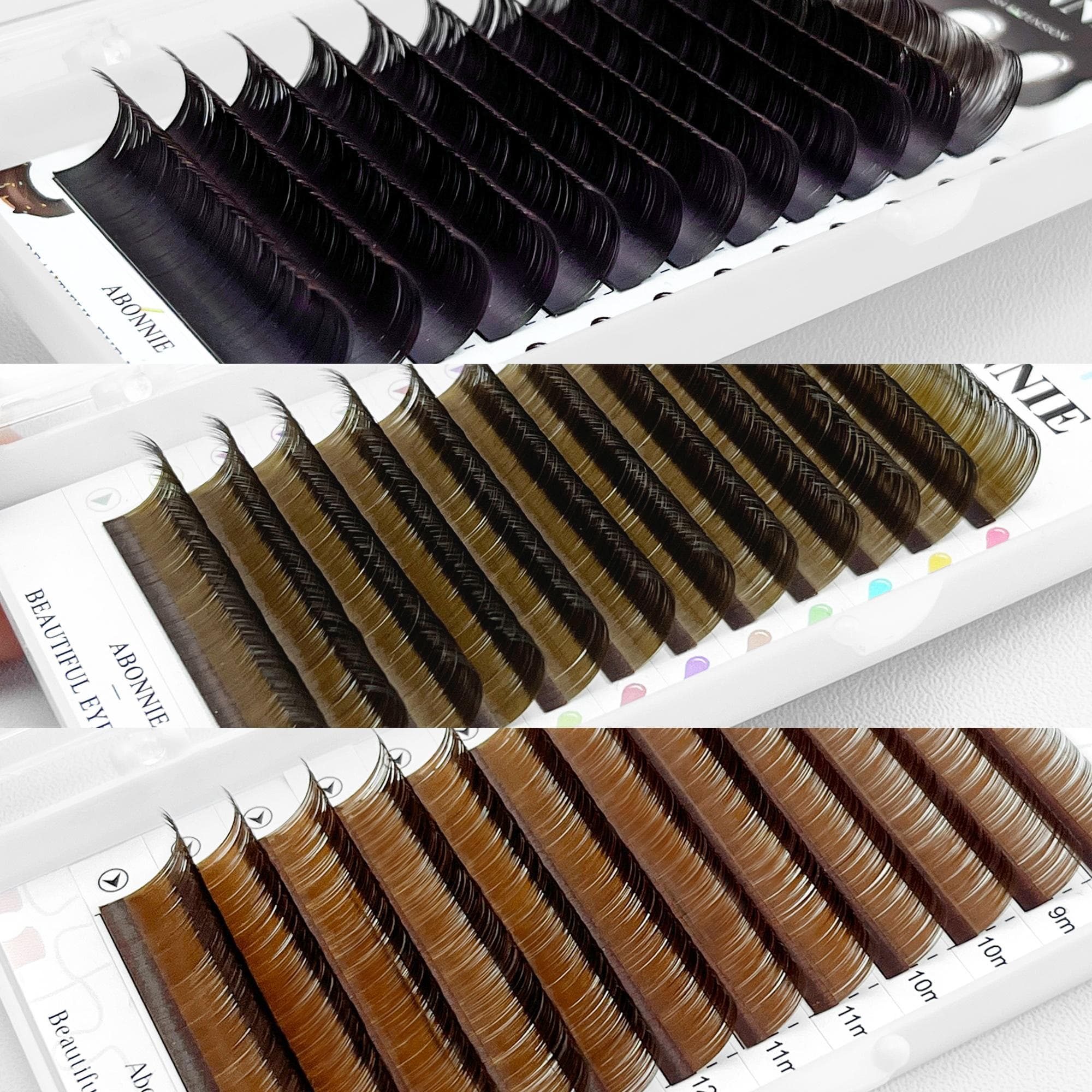 Abonnie Brown Classic Eyelashes Extensions 0.03 Cílios Fofos Bandeja Mista Chocolate Color Lashes CC Curl