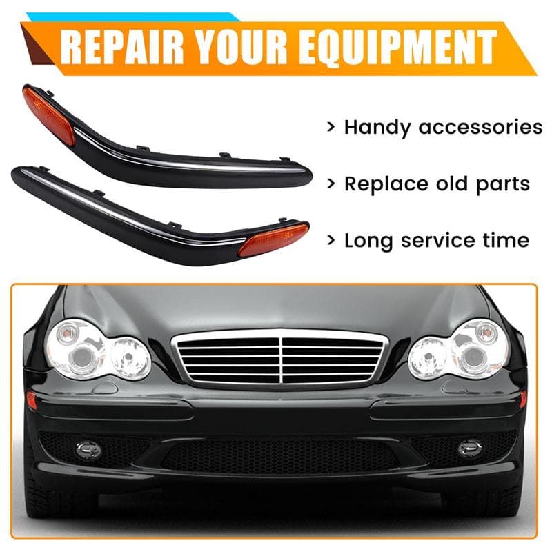 1 Par de Tira de Acabamento da Grade Dianteira Tampa da Lâmpada 2038852121 2038852122 Para Mercedes Benz Classe C W203 2000-2004(Versão dos EUA)