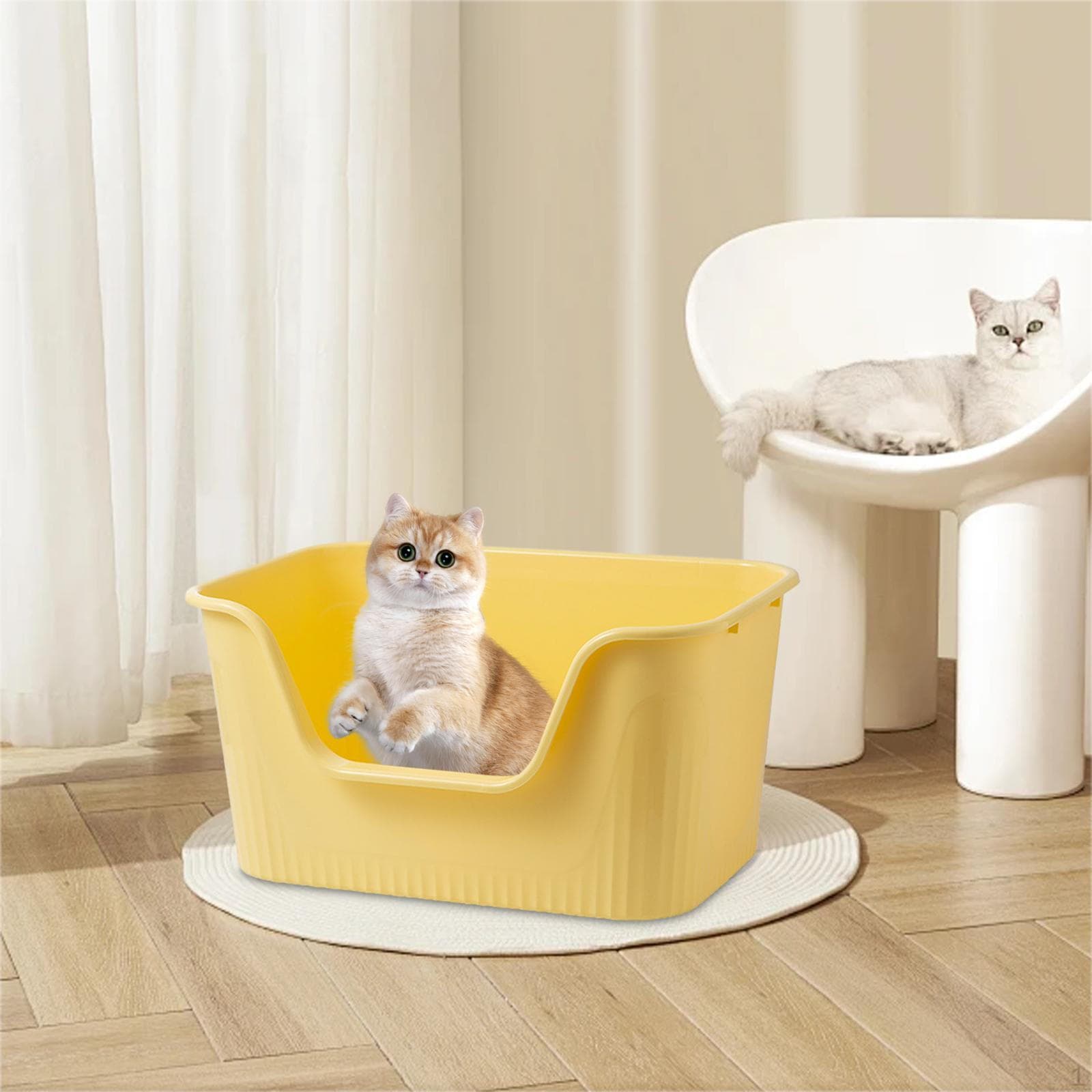 Caixas de areia para gatos de lados altos para todos os tipos de fácil acesso Kitty Pan portátil grande