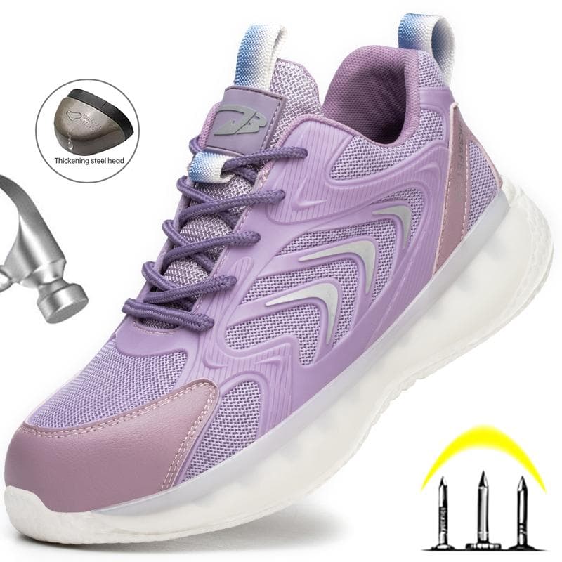 Sapatos de segurança com biqueira de aço para mulheres e homens Tênis de trabalho Antifuro Respirável Sapatos de trabalho para mulheres Sapatos de
