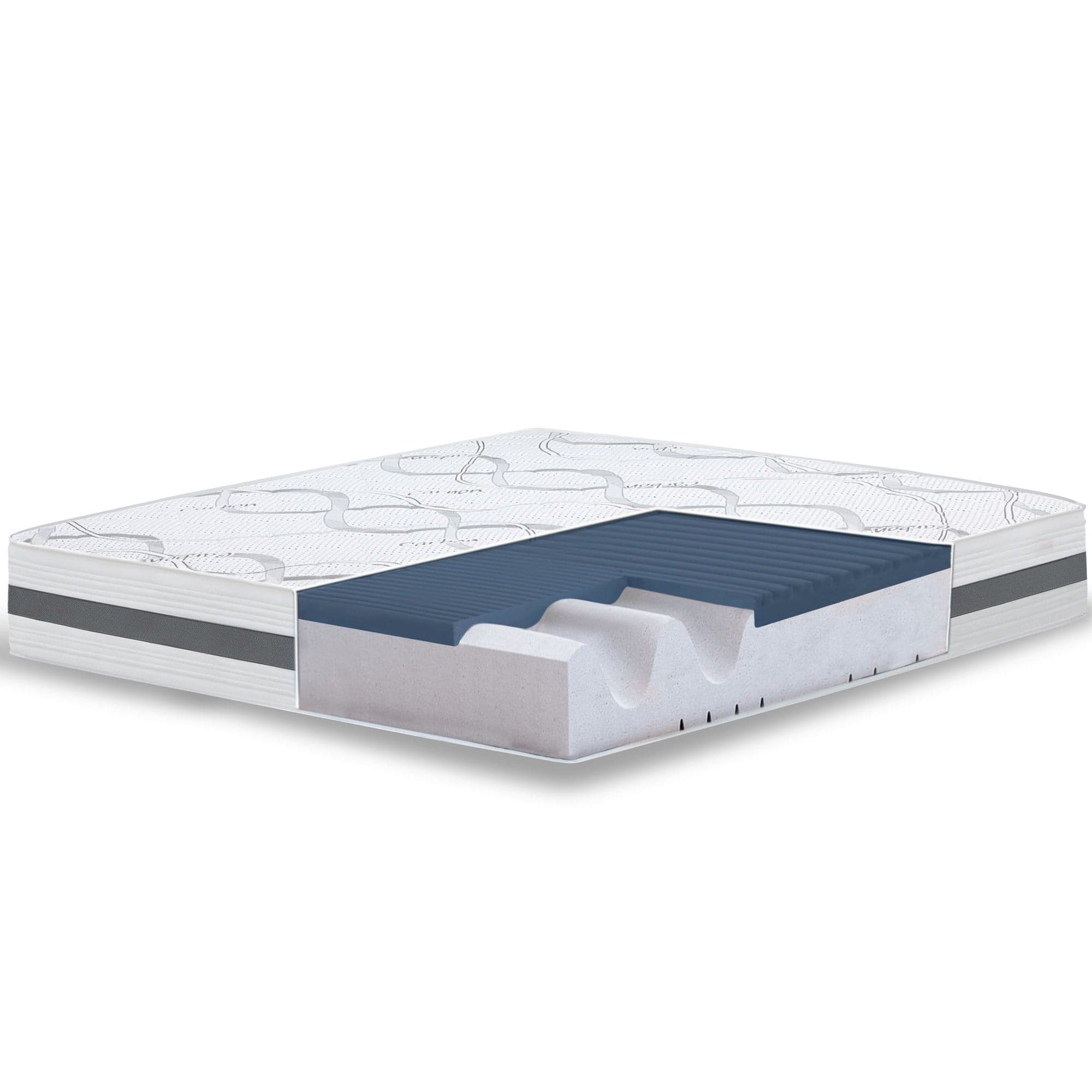 The White Stone Colchão de Espuma de Memória Altura 22 cm | Tecido Hipoalergénico e Respirável | Propriedades Ortopédicas Auto-Adaptativas branco