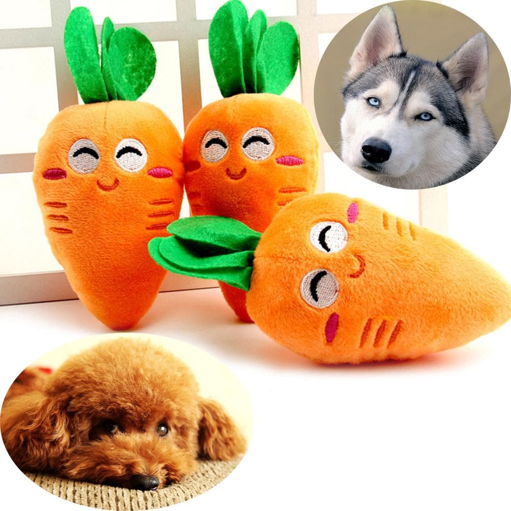 3 peças Brinquedos de Pelúcia Cenoura Squeaky para Animais de Estimação Cães Brinquedos Interativos para Roer para Cães Gatos Limpeza de Dentes