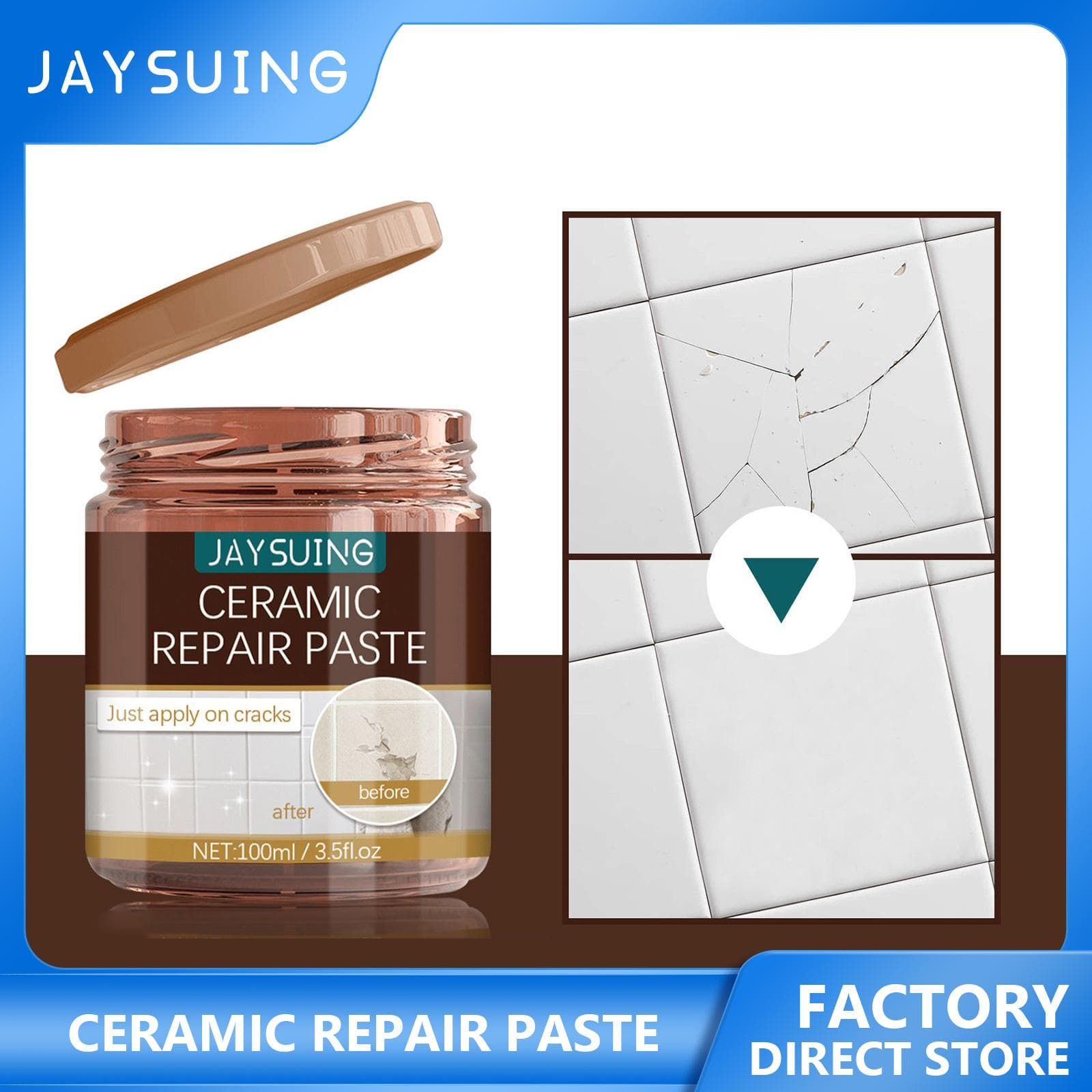 Jaysuing Pasta de reparo de cerâmica Kit de reparo de azulejo adesivo para azulejo de piso e chuveiro Kit de reparo de porcelana para pasta de reparo