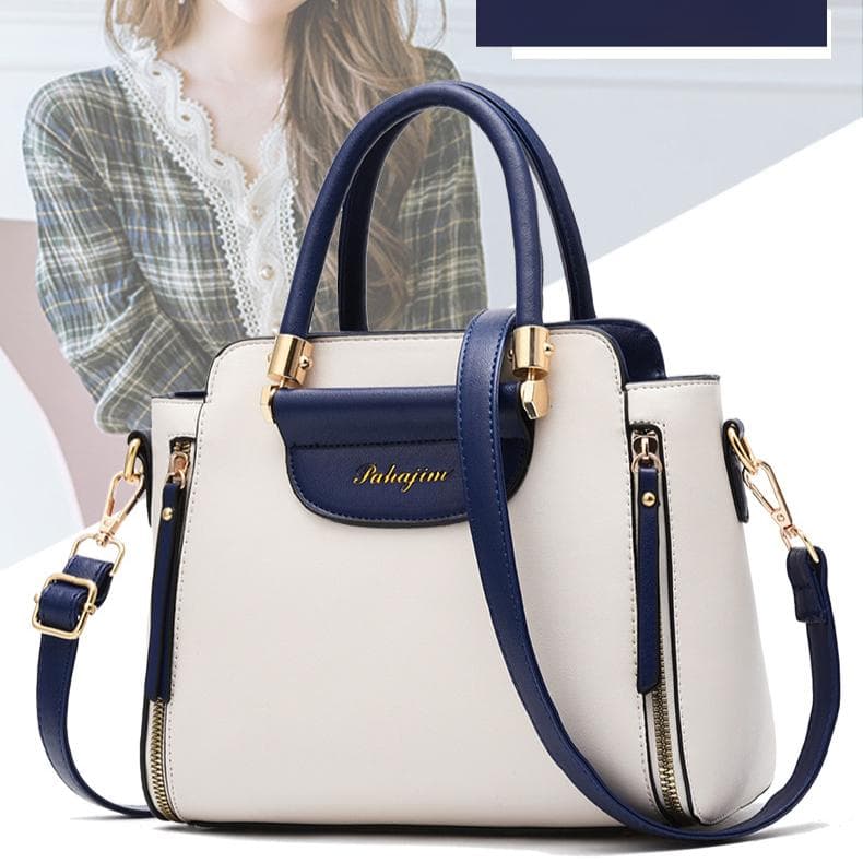 Bolsa de mão com contraste de cores da moda, bolsa transversal listrada com costura, bolsa feminina elegante para escritório e trabalho cor-de-rosa